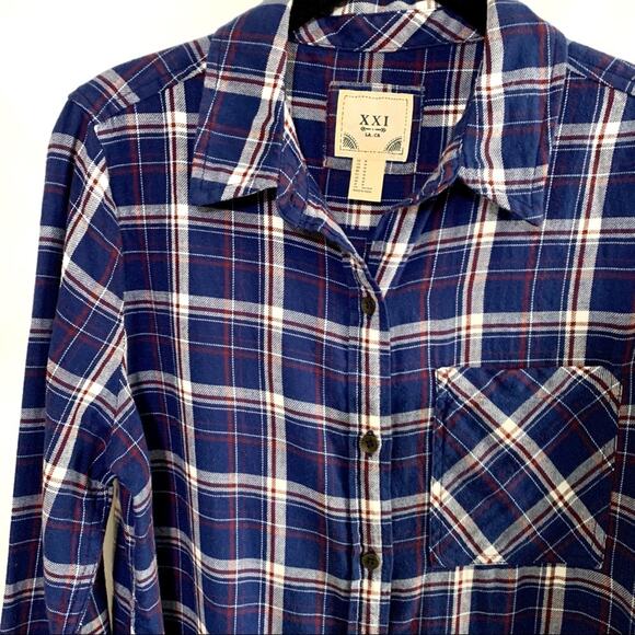 Forever 21 Country Plaid Flannel Button Down Shirt Cotton Medium - Picture 3 of 10